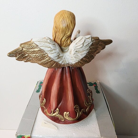 Vtg Spinning Musical Angel Figurine Bisque Porcelain White Christmas Works Box - Picture 4 of 10
